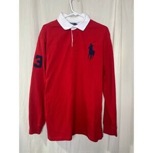 1990s Polo Ralph Lauren Big Pony 3 Thick Rugby Old Money Long Sleeve Shirt XL